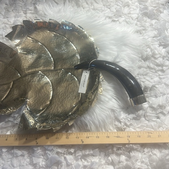 airedelsur Leaf serving Tray With Horn Signed 20.5” W X 13.5”H - Picture 5 of 12